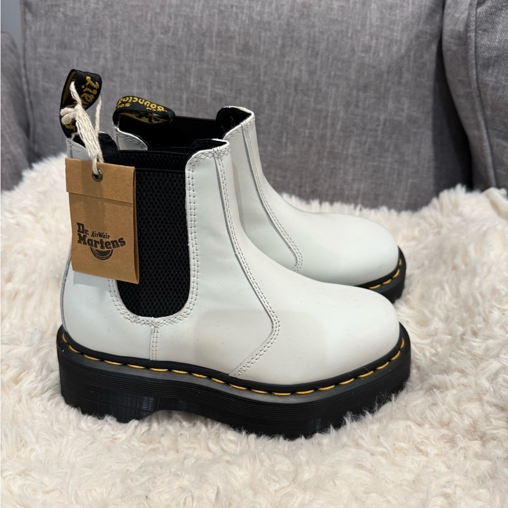 Dr. Martens White and Black Chelsea Boots
